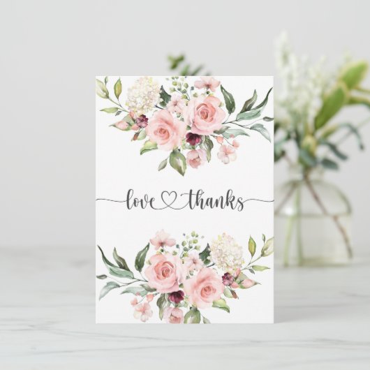 Pink Roses Baby Dusche Danke Karte (Stehend Vorderseite)