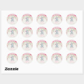 Pink Roses Baby Elephant Vielen Dank Sticker Favor (Blatt)