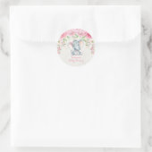 Pink Roses Baby Elephant Vielen Dank Sticker Favor (Tasche)