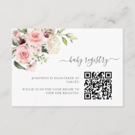 Pink Roses Baby Shooting-Karte mit QR Code Begleitkarte