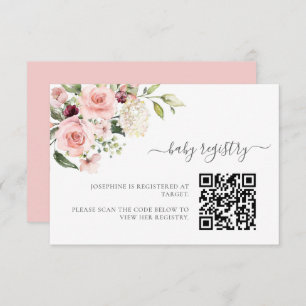 Pink Roses Baby Shooting-Karte mit QR Code Begleitkarte