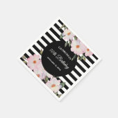 Pink Roses Ballerina Black Stripes zum 50. Geburts Serviette (Ecke)