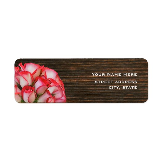 Pink Roses & Barnwood Address Label (Vorne)