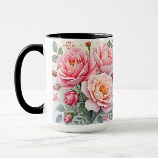 Pink Roses Beautiful Luxury Popular Collection Tasse (Links)