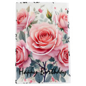 Pink Roses Beautiful Luxury Trendy Collection Mittlere Geschenktüte (Vorderseite)