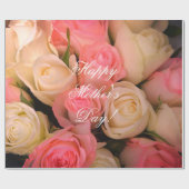 Pink Roses Benutzerdefinierter Text glücklich Mutt Geschenkpapier (Flach)