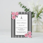 Pink roses black white stripes Paris Sweet 16 (Stehend Vorderseite)