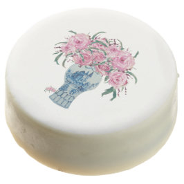 Pink Roses Blue und White Ginger Jar