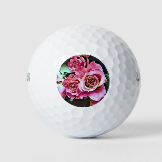 PINK ROSES BLUME GOLFBALL (Vorderseite)