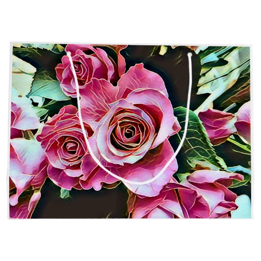 PINK ROSES BLUME GROßE GESCHENKTÜTE (Rückseite)