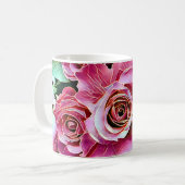 PINK ROSES BLUME KAFFEETASSE (Vorderseite Links)