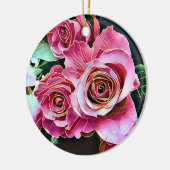 PINK ROSES BLUME KERAMIK ORNAMENT (Links)