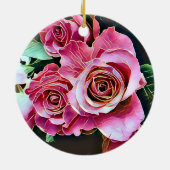 PINK ROSES BLUME KERAMIK ORNAMENT (Hinten)