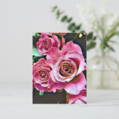 PINK ROSES BLUME POSTKARTE (Stehend Vorderseite)