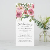 Pink Roses Blumenbeerdigung Digitaler Auftakt Einladung (Stehend Vorderseite)