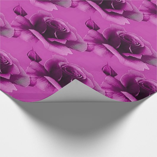 Pink Roses Blumenmuster Papier Geschenkpapier (Ecke)