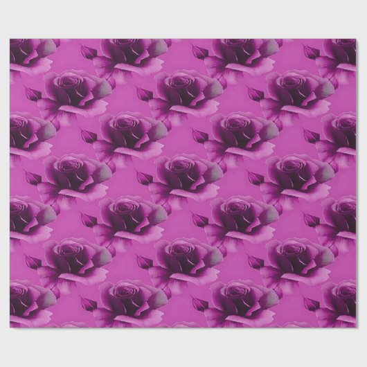 Pink Roses Blumenmuster Papier Geschenkpapier (Flach)