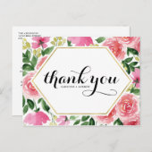 Pink Roses Blumenrahmen Hochzeit Vielen Dank Postkarte (Vorne/Hinten)