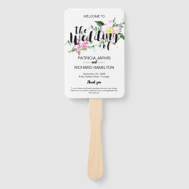 Pink Roses Boho Blumenwasser Hochzeitsprogramm Fächer
