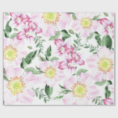 Pink Roses Boho Watercolor Blumenmuster Geschenkpapier (Flach)