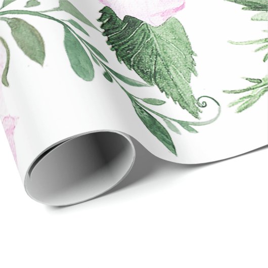 Pink Roses Boho Watercolor Blumenmuster Geschenkpapier (Rolleneckpunkt)