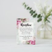 Pink Roses Bold Script Hochzeitsempfang Begleitkarte (Stehend Vorderseite)