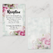 Pink Roses Bold Script Hochzeitsempfang Begleitkarte (Vorne/Hinten)
