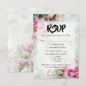 Pink Roses Bold Script Wedding RSVP Enclosure Card Karte (Vorne/Hinten)