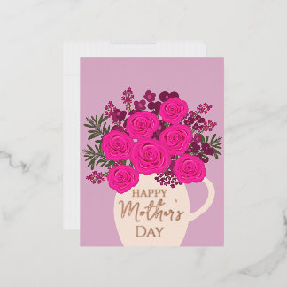 Pink Roses Bouquet – Elegant Mother’s Day Floral  Folien Feiertagspostkarte
