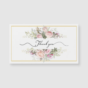 Pink Roses Bouquet mit elegantem Skript Vielen Dan Magnetkarte