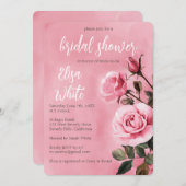 Pink Roses Brautparty CUSTOM Einladung (Vorne/Hinten)