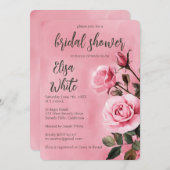 Pink Roses Brautparty CUSTOM Einladung (Vorne/Hinten)