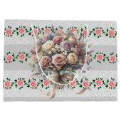 Pink Roses Bridal Bouquet Große Geschenktüte (Rückseite)