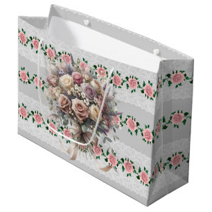 Pink Roses Bridal Bouquet Große Geschenktüte