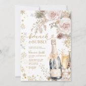 Pink Roses Brunch Bubbly Champagne Bridal Shower Einladung (Vorderseite)