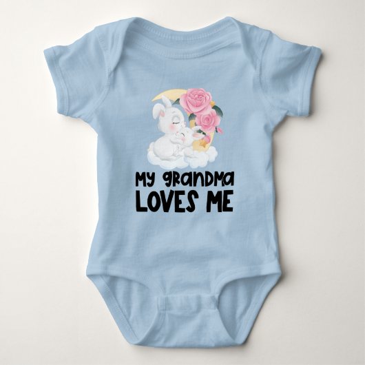 Pink Roses Bunnies 🌹 meine Oma-Lieben Baby Strampler (Vorderseite)