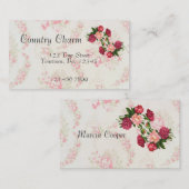 Pink Roses Business Card Visitenkarte (Vorne/Hinten)