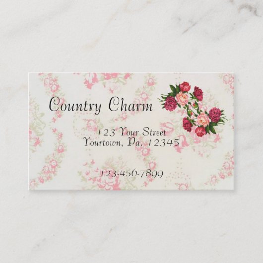 Pink Roses Business Card Visitenkarte (Vorderseite)