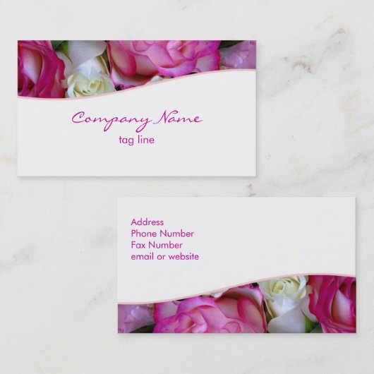Pink Roses Business Card Visitenkarte (Vorne/Hinten)