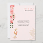 Pink Roses Butterfly Mariposa Quinceanera Floral Einladung (Rückseite)