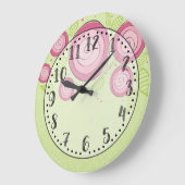 Pink Roses Clock Große Wanduhr (Winkel)