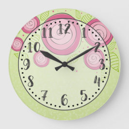 Pink Roses Clock Große Wanduhr