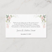 Pink Roses Cross Taufe Vielen Dank Visitenkarte (Rückseite)