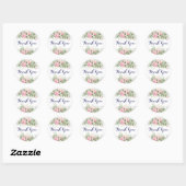 Pink Roses Danke Stickers (Blatt)