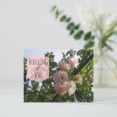 Pink Roses Denken Sie an Sie Postkarte (Stehend Vorderseite)