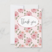 Pink Roses Flat Danke Karte (Vorderseite)