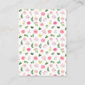 Pink Roses Floral Baby Display Shower Begleitkarte (Rückseite)