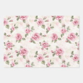 Pink Roses Floral Birthday Geschenkpapier Set (Vorderseite)