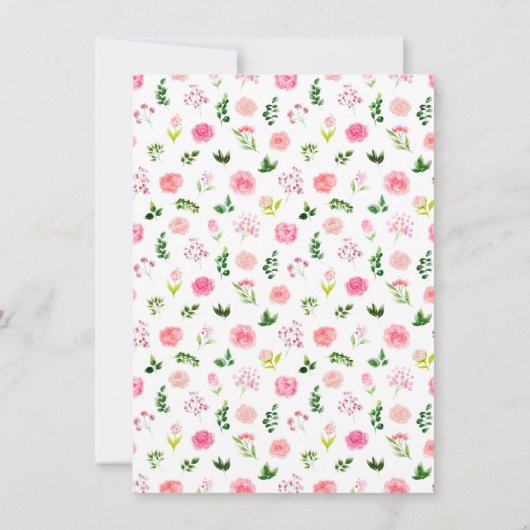 Pink Roses Floral Birthday Party Dankeskarte (Rückseite)