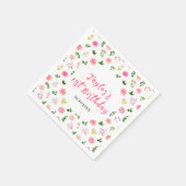 Pink Roses Floral Birthday Serviette (Ecke)